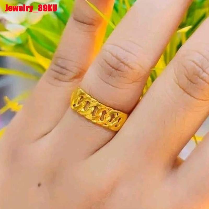 Cincin Rantai Ukir Koin 91 Emas 24K Asli Lapis Emas Muda Kadar 19,9 Anti Karat ada surat dapat dompe