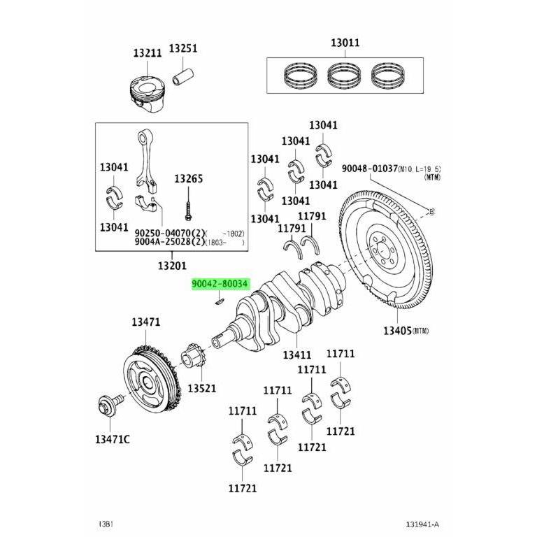 Key Crankshaft Pulley Spi Kruk Ker As Avanza Xenia Veloz 90042-80034 PASSS