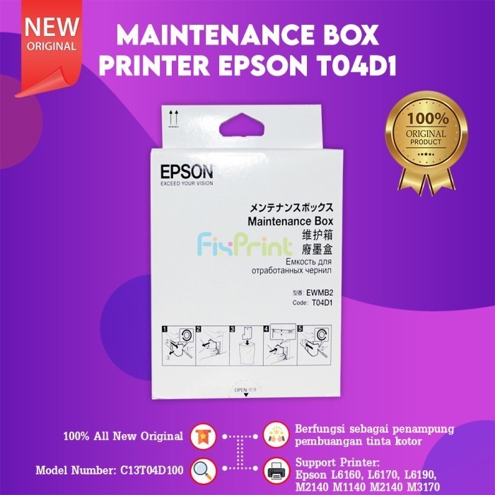 Box Epson T04D1 Maintenance Kotak Pemeliharaan L4260 L6260 L6270 L6170 L6190 M2140 L14150 ORIGINAL