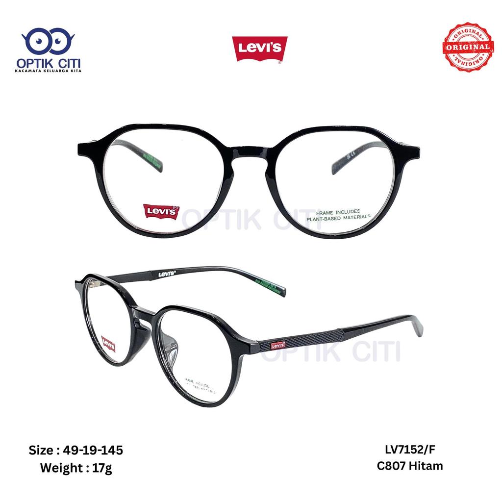 Frame Kacamata Bulat Pria Wanita Original Levis 7152 F - 807 - Hitam Glossy