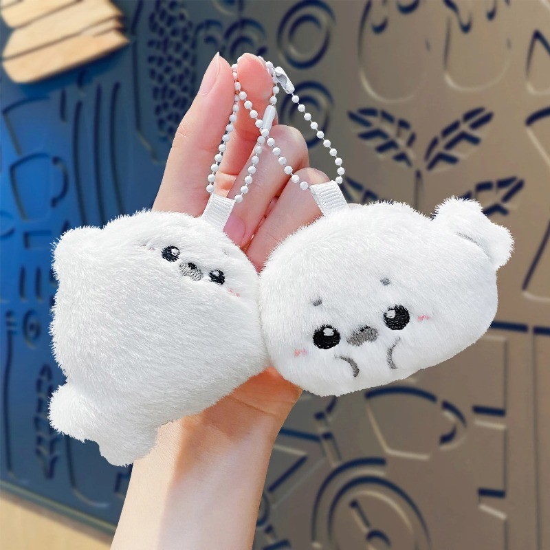 Soft Seal Plush Doll Keychain Pent Ocean Animal Stuffed Doll Accessories Kawaii Fluffy Seal Keyring 