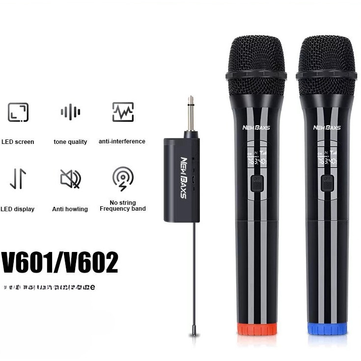 Microphone Wireless Double Mic Karaoke Tanpa Kabel Portable Mic Bluetooth dengan Receiver System Uni
