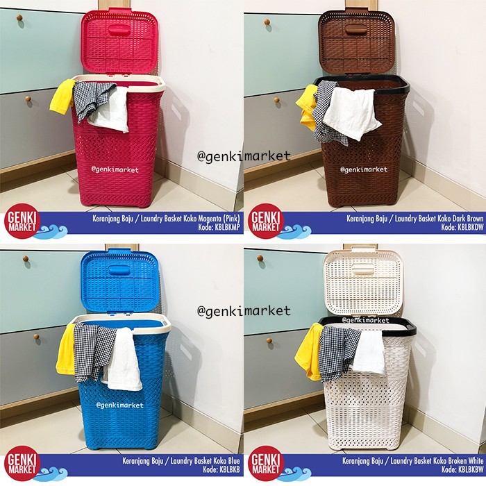BintangOfc - Keranjang Baju Kotor Plastik Tutup   Tempat Baju Kotor