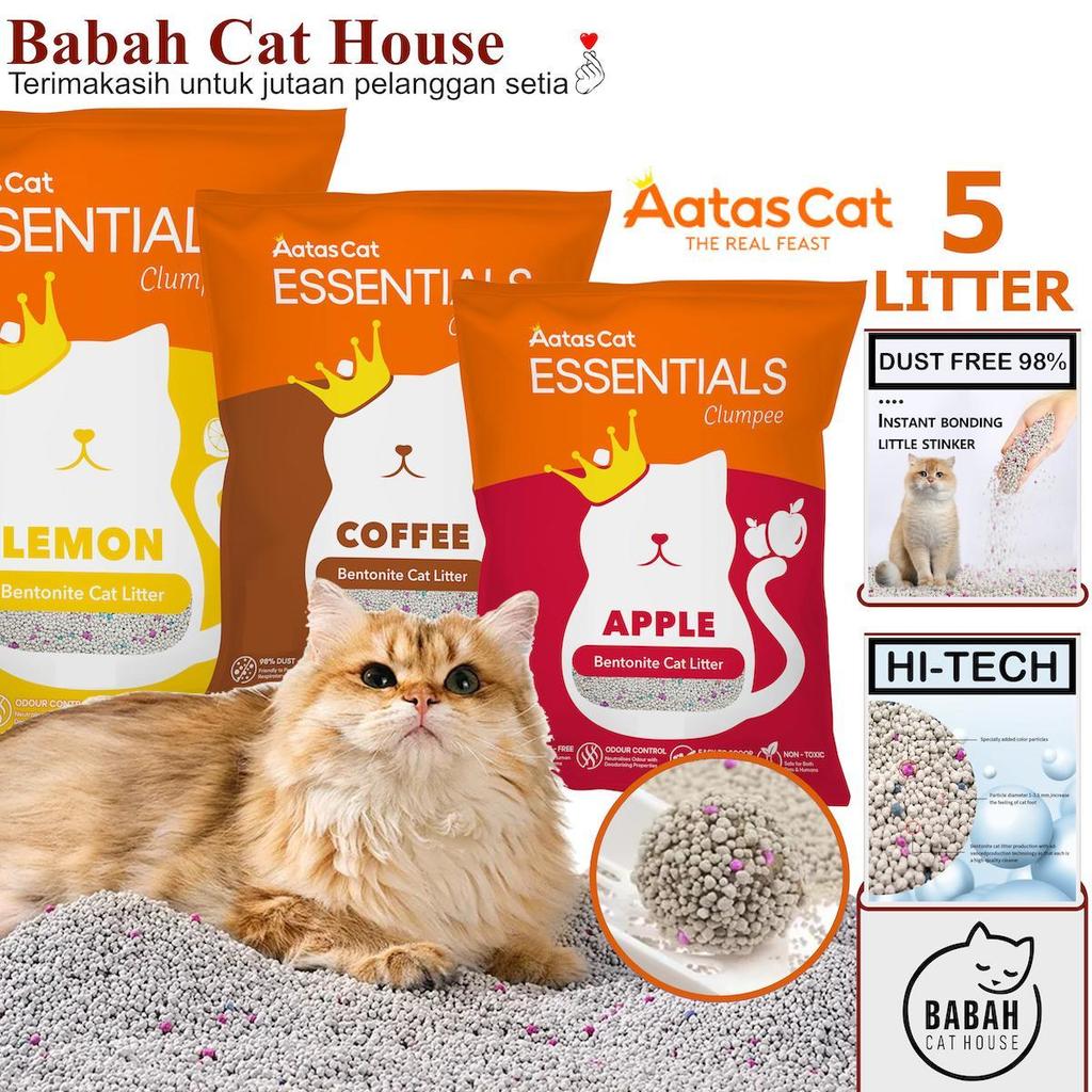 5L AATAS ESSENTIAL PASIR KUCING gumpal wangi bentonite rasa lemon kopi lavender premium