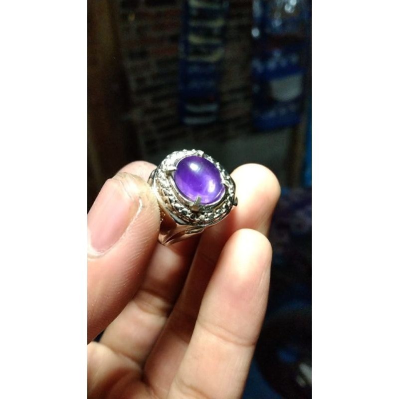 Batu ungu kecubung Brazil natural asli ring cakar