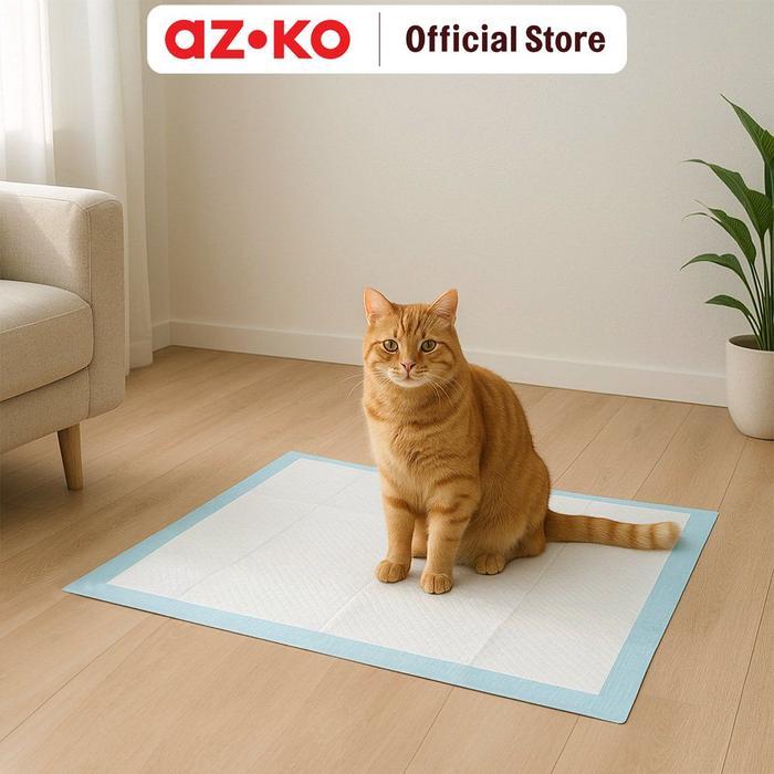 AZKO Cavea 60X90 cm Set 10 Pcs Training Pads Hewan - Biru/Abu-Abu Alas Toilet Kandang Hewan Perlak A