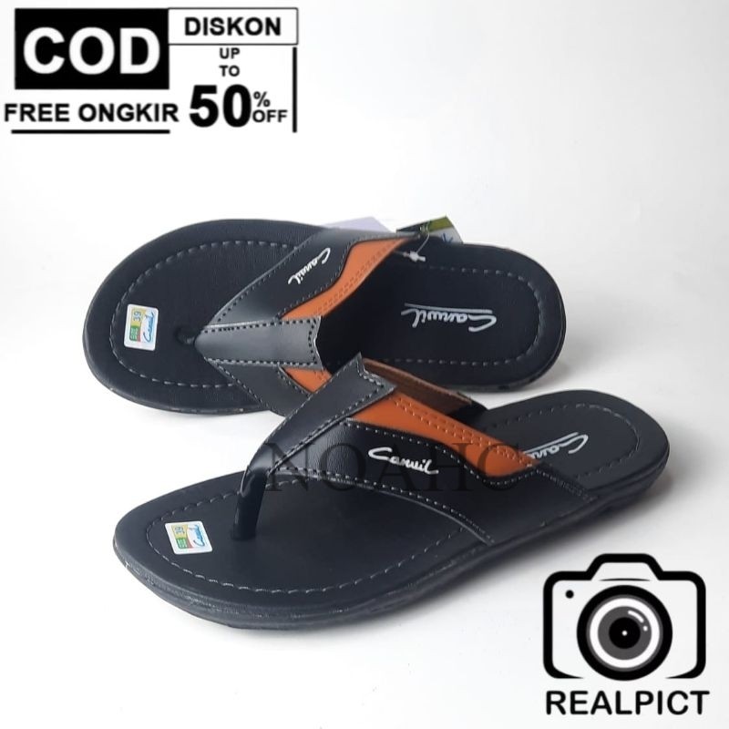 SALE RAMADHAN promo spesial sandal kulit ptia /sandal Distro slop canvil terbaru NxY