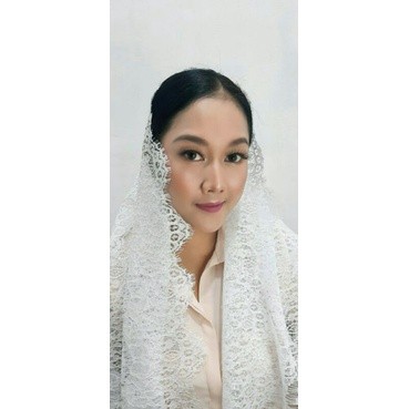 hijab brukat hijab lace PUTIH kerudung premium hijab instan hijab brokat