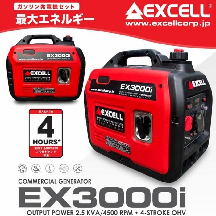 Mesin Genset Portable Excell EX 3000 i Generator 2000watt EX3000i 3000