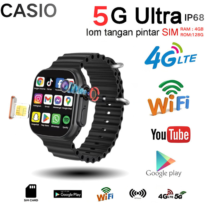 CASIO LDS 5G Smartwatch S9 ULTRA 4G & 5G | RAM 8/ 256GB | SIM CARD | Bisa Nonton Youtube | Bisa Nont