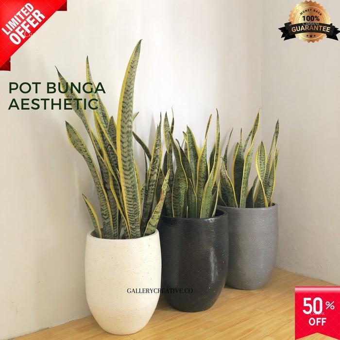 pot gerabah tanah liat aesthetic besar - vas bunga besar Tanaman pot bunga nursery gold pot & plante