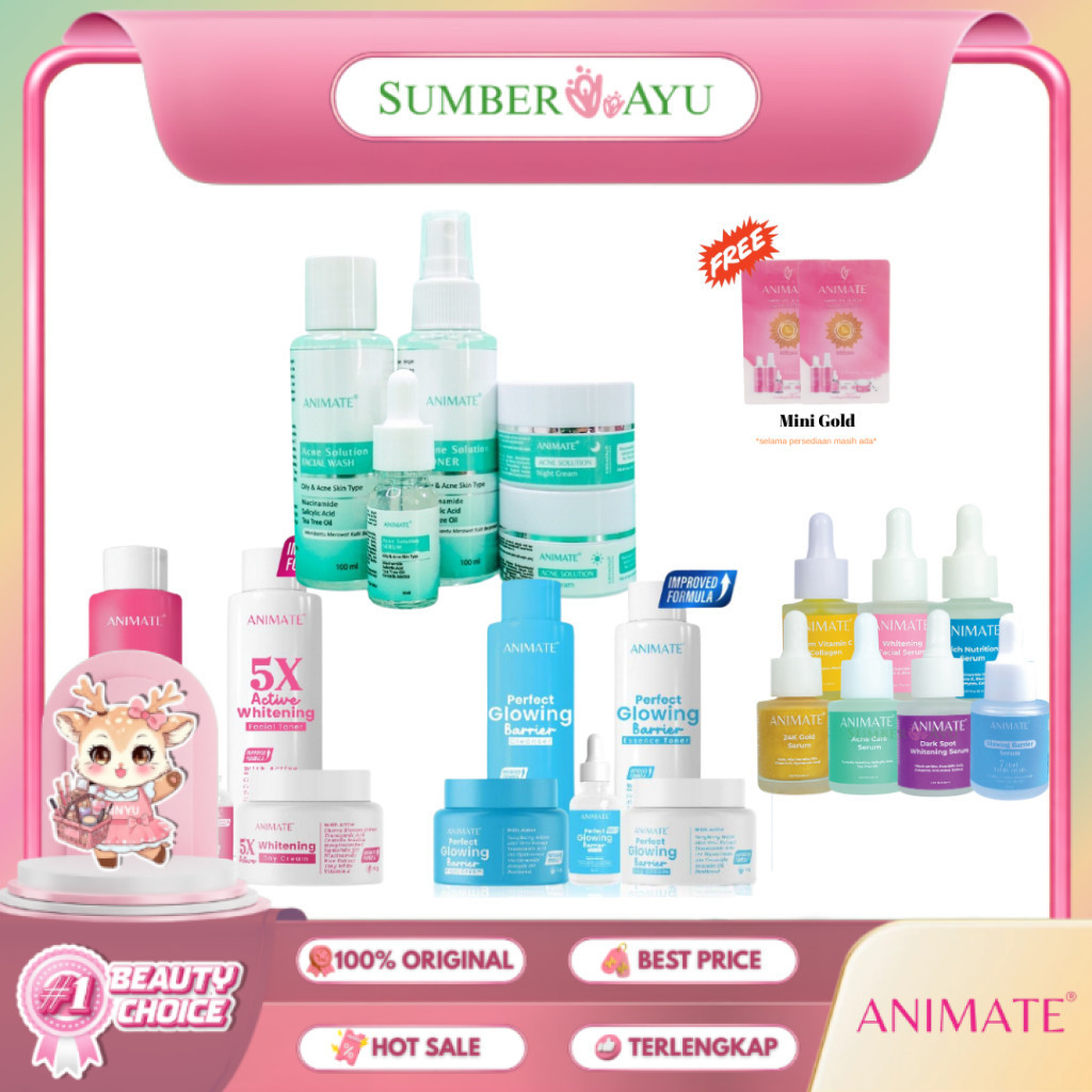 ANIMATE PAKET WAJAH | ANIMATE SKINCARE SERIES | ANIMATE INSTANT WHITENING | ANIMATE GLOWING BARRIER 