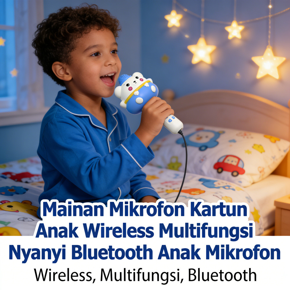 Mainan Kartun Mikrofon Anak Nyanyi Bluetooth Speaker Anak Wireless Anak Mikrofon