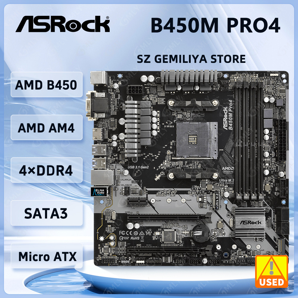 ASRock B450 B450M Motherboard B450M PRO4 Motherboard AM4 DDR4 128GB Ryzen 5 5600 5600G R7 5700 5600 