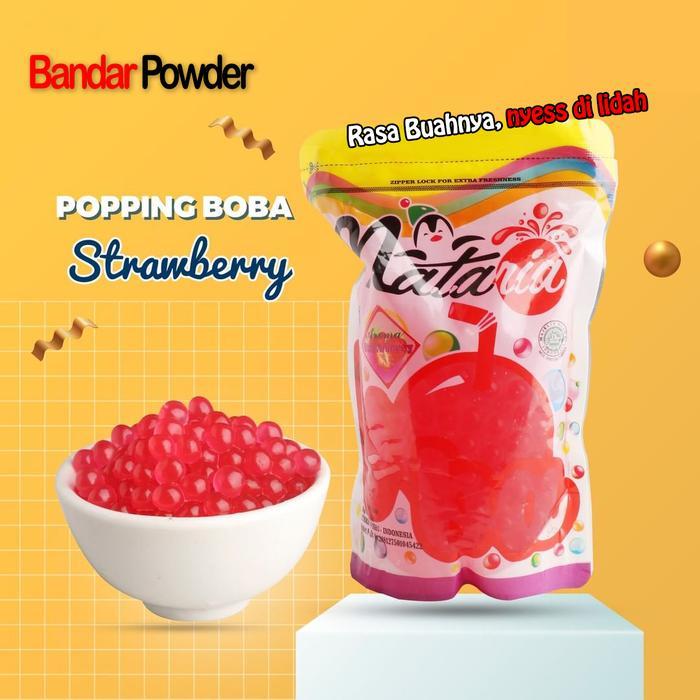 Popping Boba Strawberry 500gr | Supplier Topping Minuman Tapioca Pearl