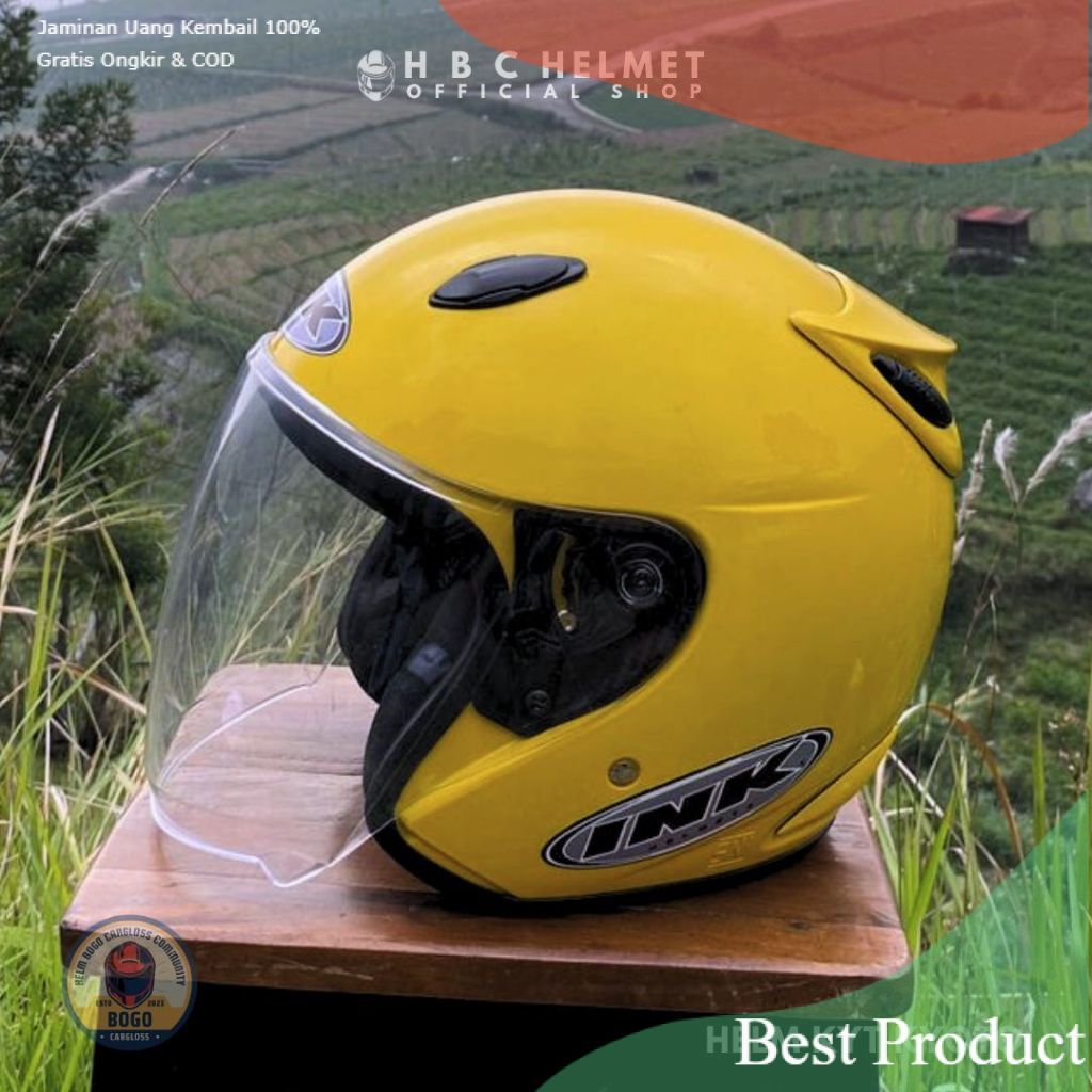 Helm Half Face INK CENTRO KW SNI Putih Hitam glossy Untuk Pria Dan Wanita Dewasa CODsouvenir lainnya