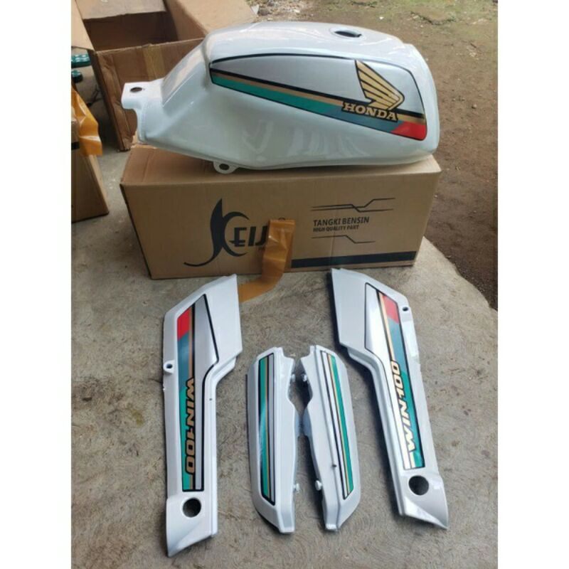 Body set honda win bodi honda win 100 warna putih set striping