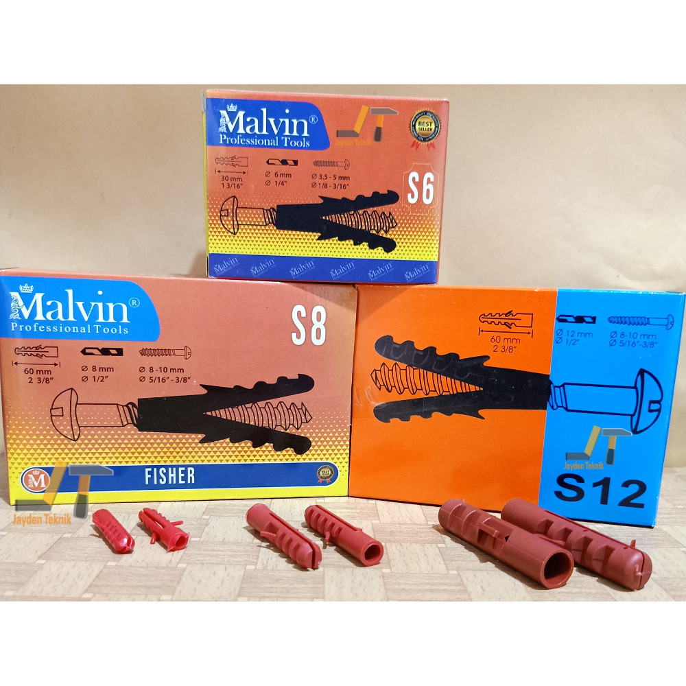 malvin fisher gypsum S6 S8 S10 S12 fisher baut skrup fisher per kotak