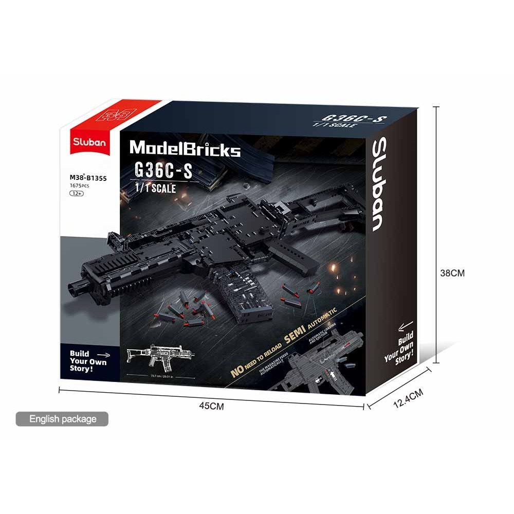 Sluban Mainan Balok Susun Model Bricks-GUN-1/1 G36CS 1675Pcs M38-B1355