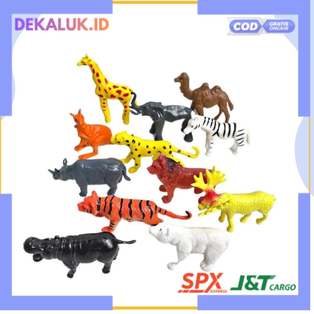 (RO) CBD MAINAN HEWAN KARET SET ISI 12 PCS  WILD ANIMALS / Mainan Hewan Karet / hewan miniatur zoo t