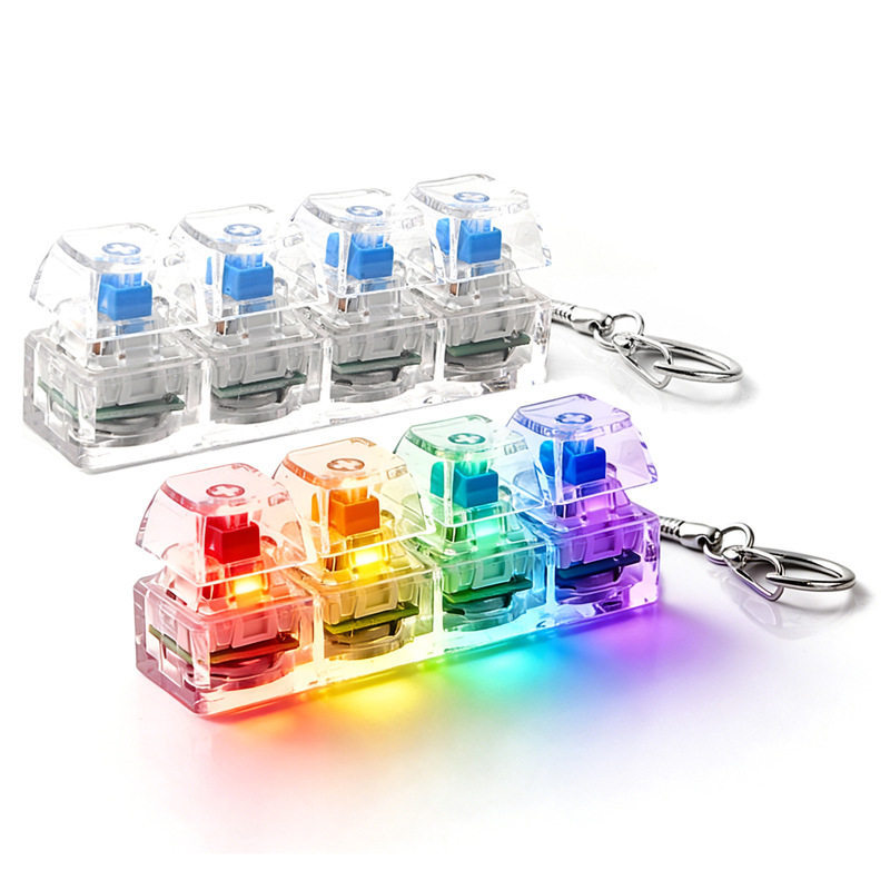 LED Keyboard Keychain Fidget Toys Decompression Toy Keychain Backpack Pendant Led Luminous Keychain 