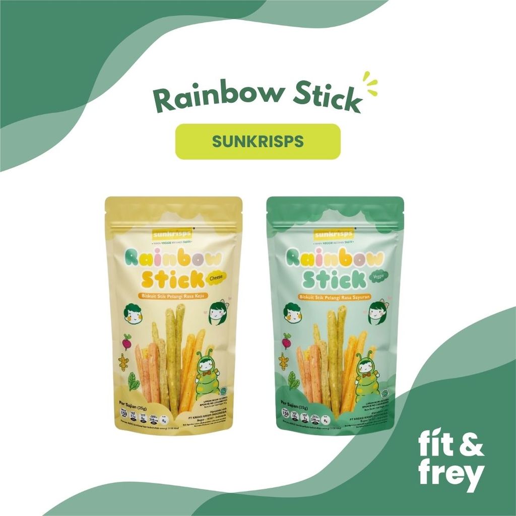 SUNKRISPS Rainbow Stick - Veggie / Cheese - Snack Bayi Anak - Biskuit Stik Pelangi Rasa Sayuran - Su