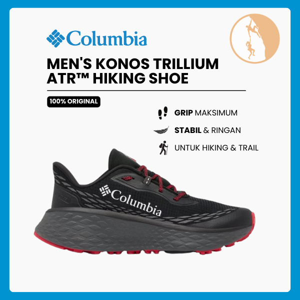 Sepatu Lari Pria Trail Running - Columbia Men's Konos Trillium ATR™ Shoes (Black, Mountain Red)