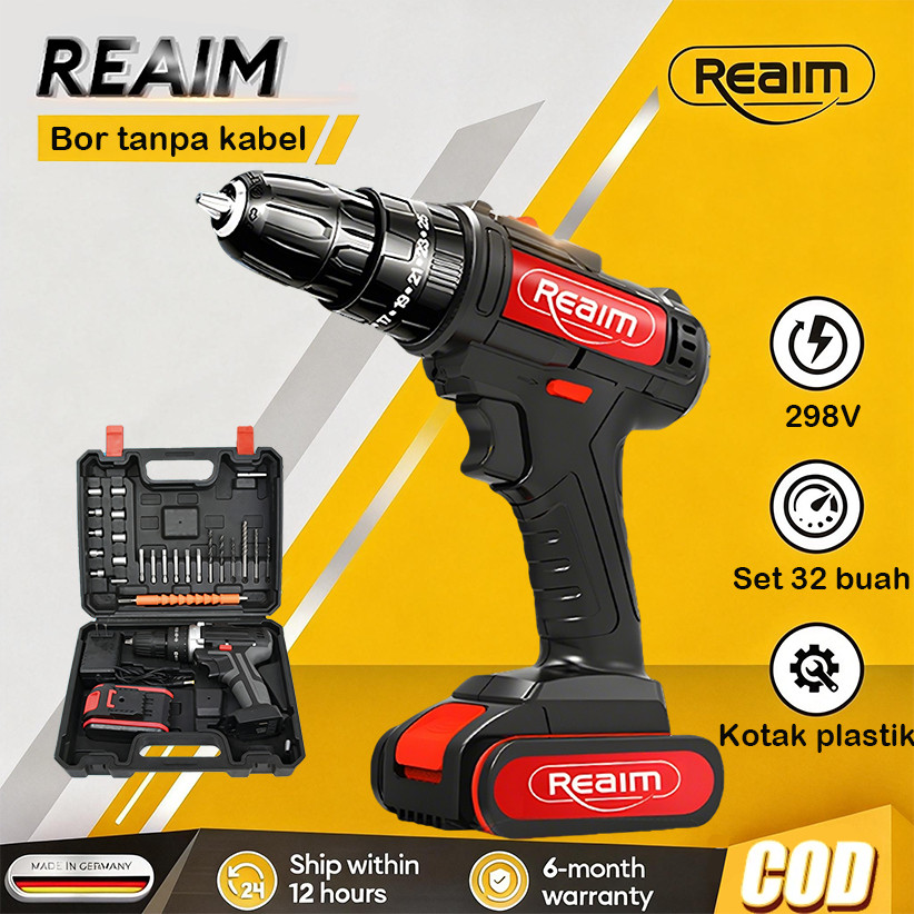 Bor Baterai REAIM  Baterai Reaim Mesin Bor Baterai 399V Impact Drill Original Bor Listrik