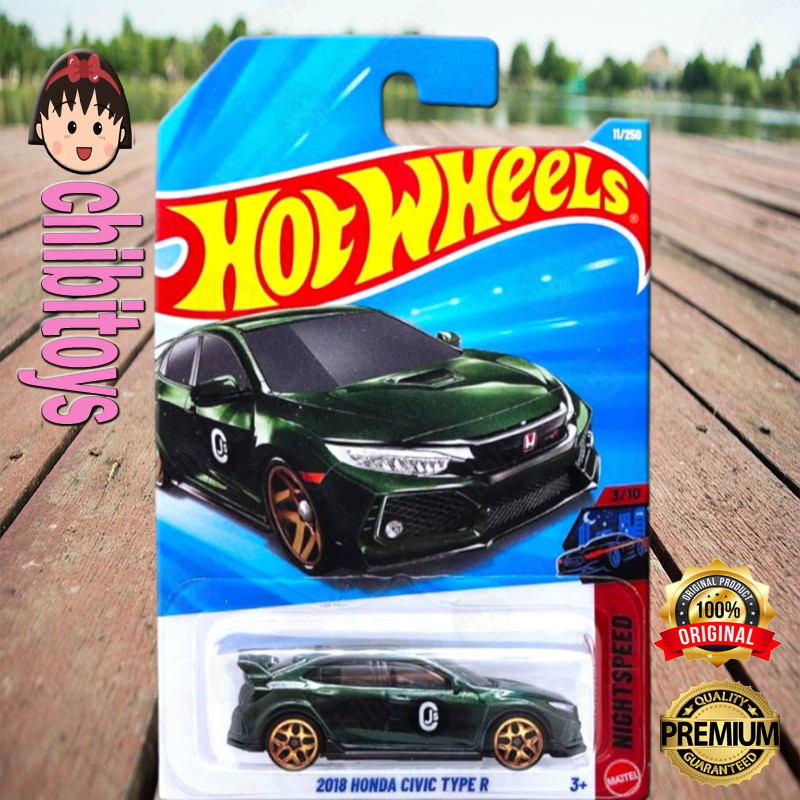 Hot Wheels 2018 Honda Civic Type R Hijau Diecast Mobil Sport JDM Hatchback