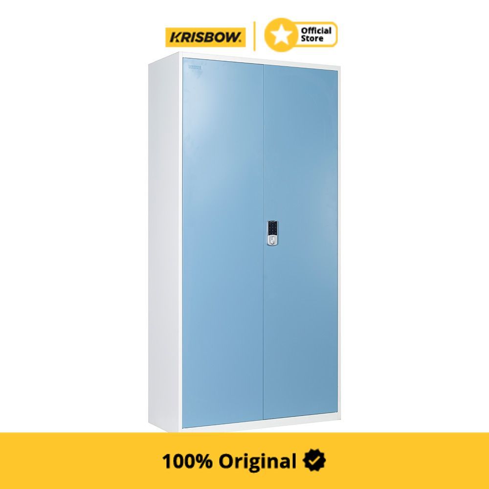 Krisbow Lemari Arsip Kantor Steel 2 Pintu Ayun Digital Lock 90X39X180 cm - Biru File Cabinet