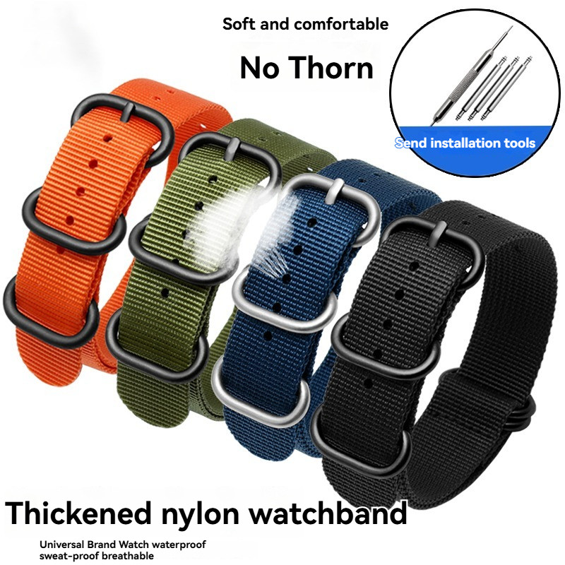 NATO thickened canvas nylon watch strap for men, waterproof watch strap 18 20 21 22 23 24mm