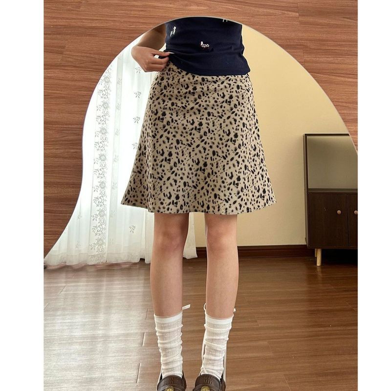 ChubChic COD Rok Leopard Wanita Rok Pendek High Waist A Line Vintage Korean Style Rok Motif Macan El