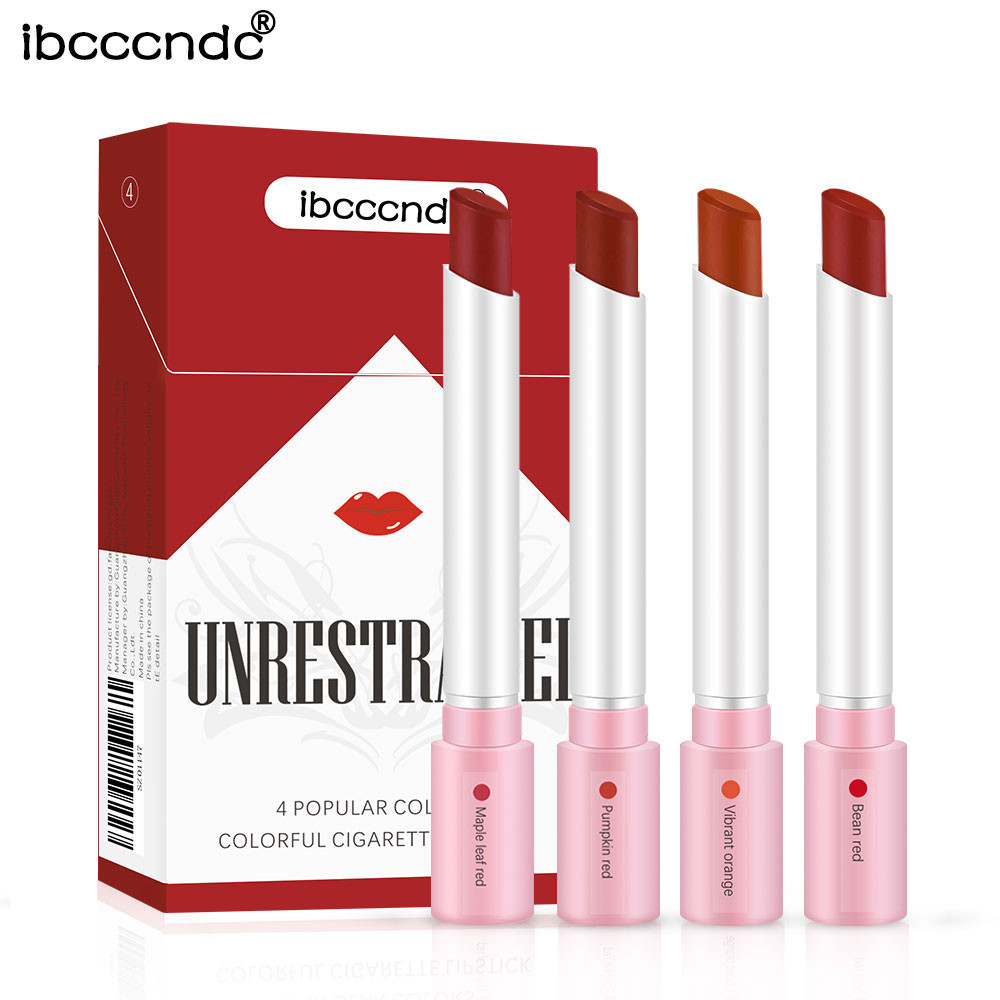 Ibcccndc Set Lipstik Kreatif Bentuk Rokok 4 Warna Matte Tahan Lama Tahan Air Lipstik Matte Tabung Nu