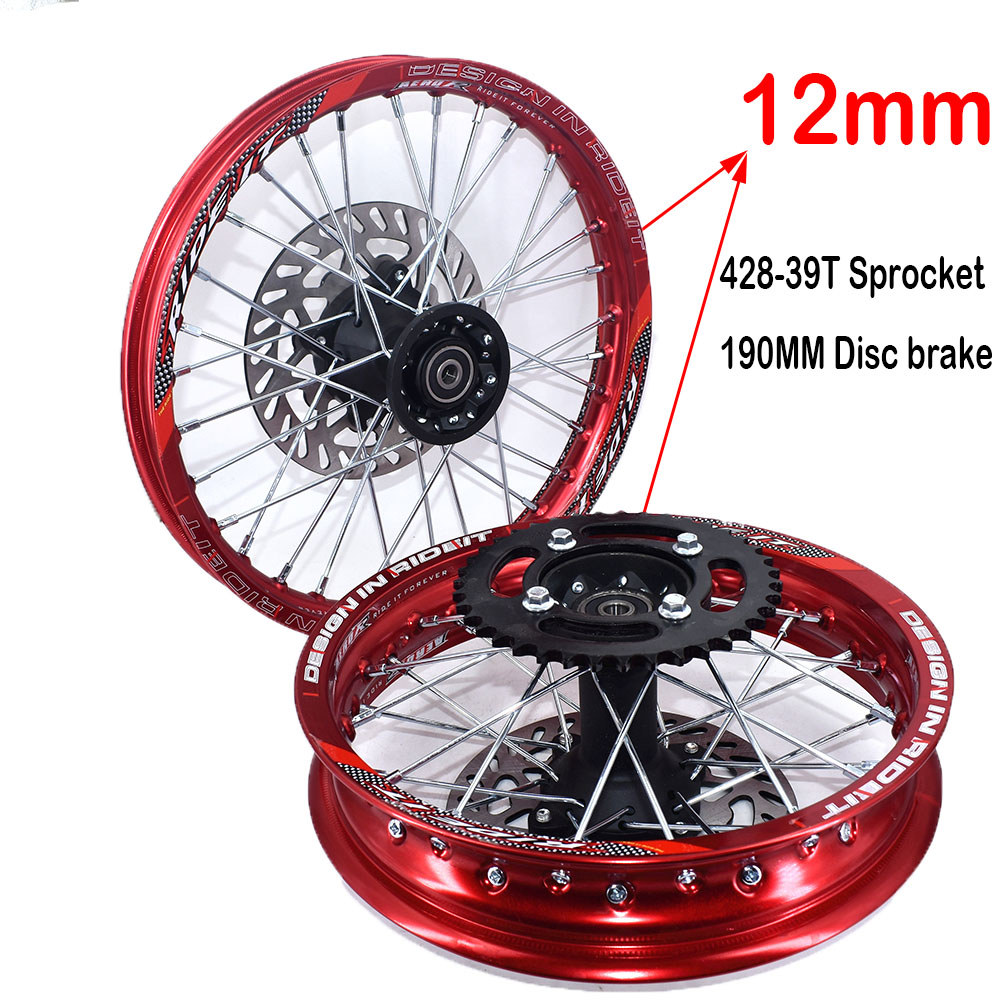 Velg Aluminium Alloy Depan 1.40-14 inci Belakang 1.85-12 inci, Sproket, Rem Cakram Untuk Sepeda Moto