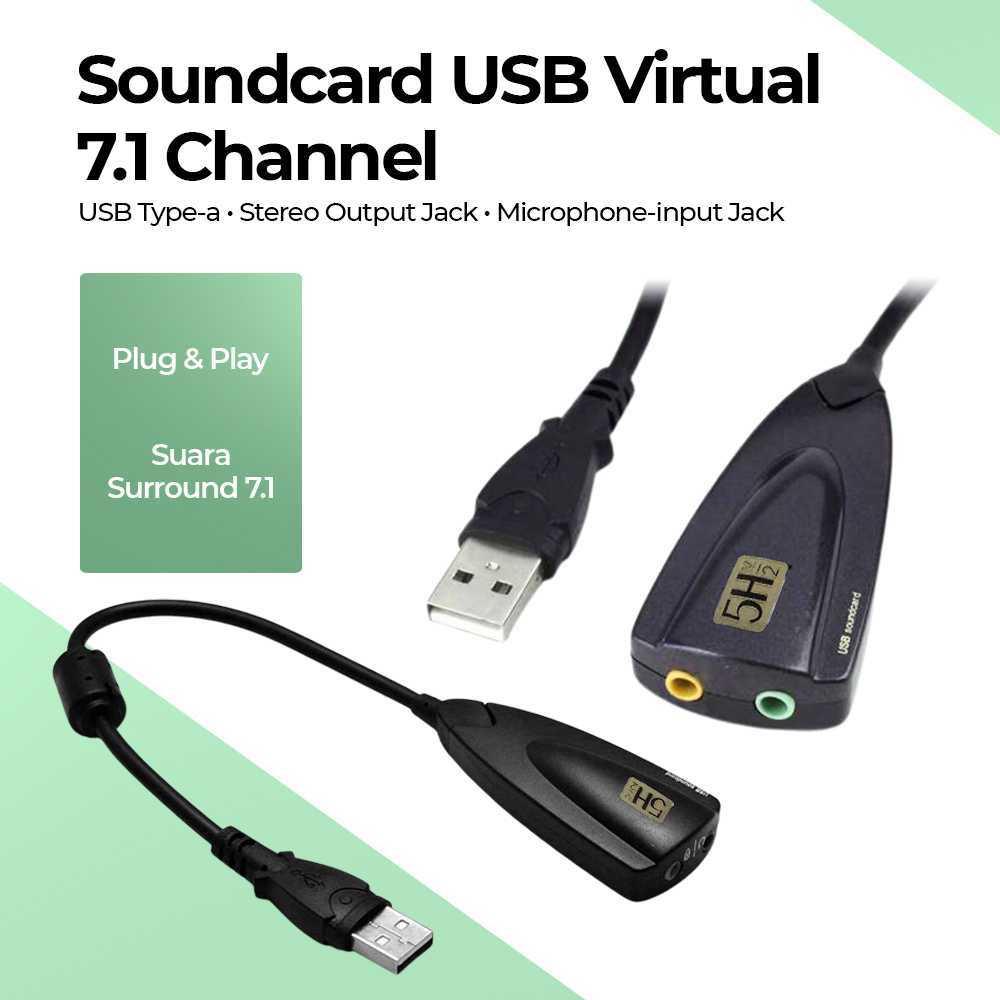 External USB Soundcard 7.1 Channel Virtual Audio Adapter 5Hv2 USB to Jack 3.5mm Mic Headphone Splitt