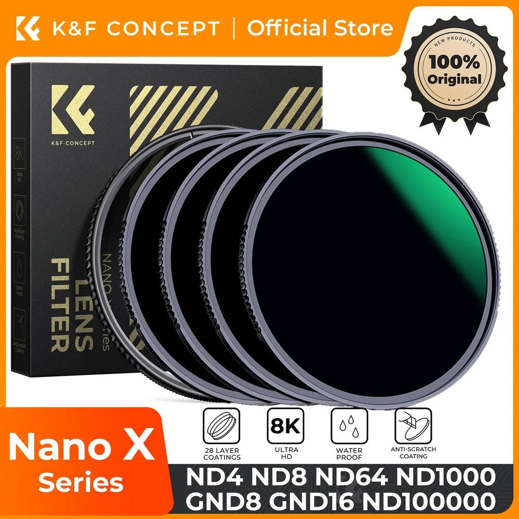 Filter K&F CONCEPT ND 49-82mm ND4/ND8/ND64/ND1000/GND8/GND16 Filter Lensa Kamera Neutral Density 2/3