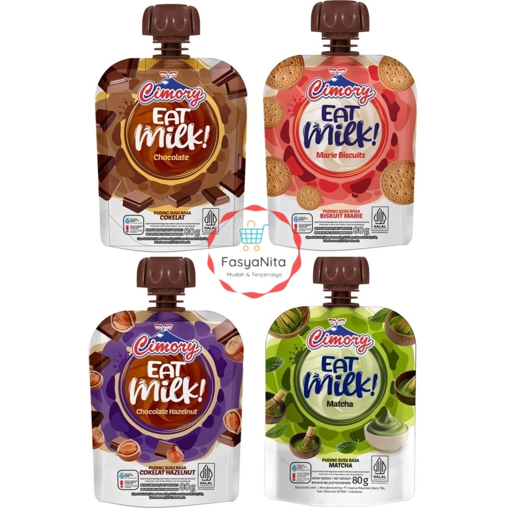 (instant saja) Cimory Eat Milk Puding Susu Rasa cokelat hazelnut Marie Biskuit matcha - Fasyanita On