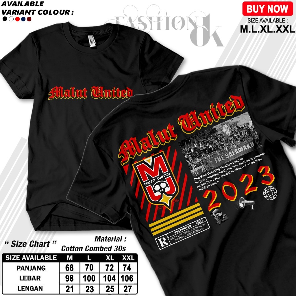 KAOS TSHIRT DEWASA MALUT UNITED FC TIM SEPAKBOLA PAKAIAN ANAK DAN DEWASA LAKI LAKI MALUT UNITED V1