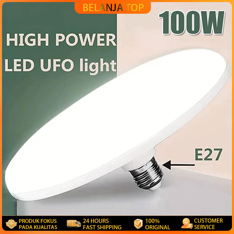 220V E27 Lampu LED Super Terang 20W 30W 40W 60W 100W UFO Lampu LED Lampu Meja Penerangan Putih Hanga