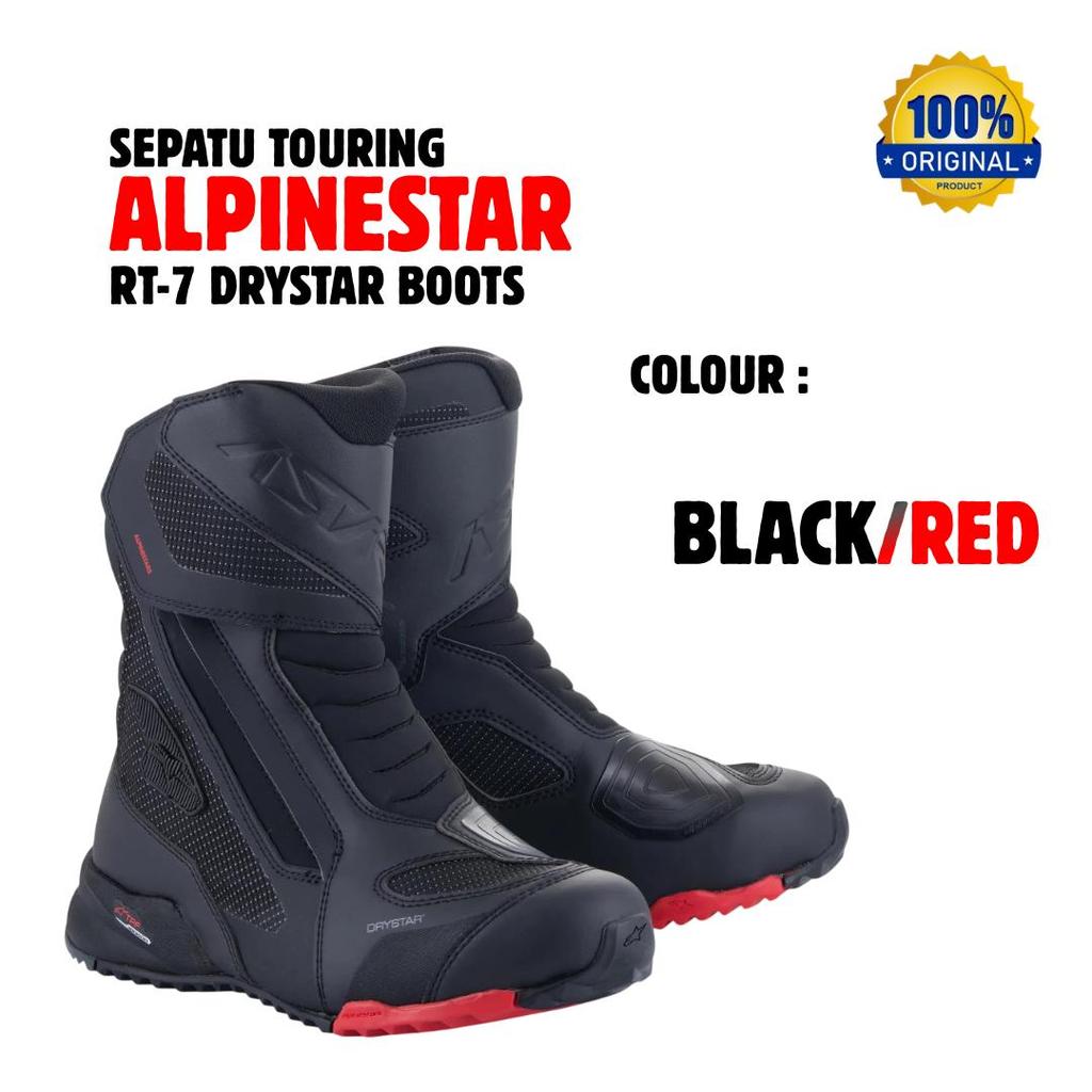 SEPATU TOURING ALPINESTAR RT-7 DRYSTAR BOOTS BLACK/RED | SEPATU TOURING ALPINESTAR | 100& ORIGINAL P