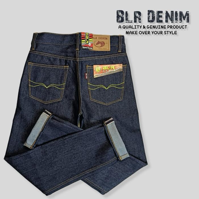 BLR Denim - Celana Denim Selvedge 15oz Sanforized Denim Blue Indigo Bisa Fading Original Slim Straig