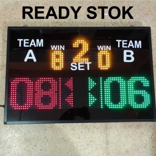 Score Board Badminton Tenis Meja Voli 70x50cm Papan Skor Digital - Remote Wireless, Listrik