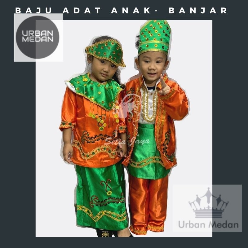 MedanZone Medan Baju Anak Banjar SD/ Adat Anak Kalimantan / Kostum Karnaval/ Tarian