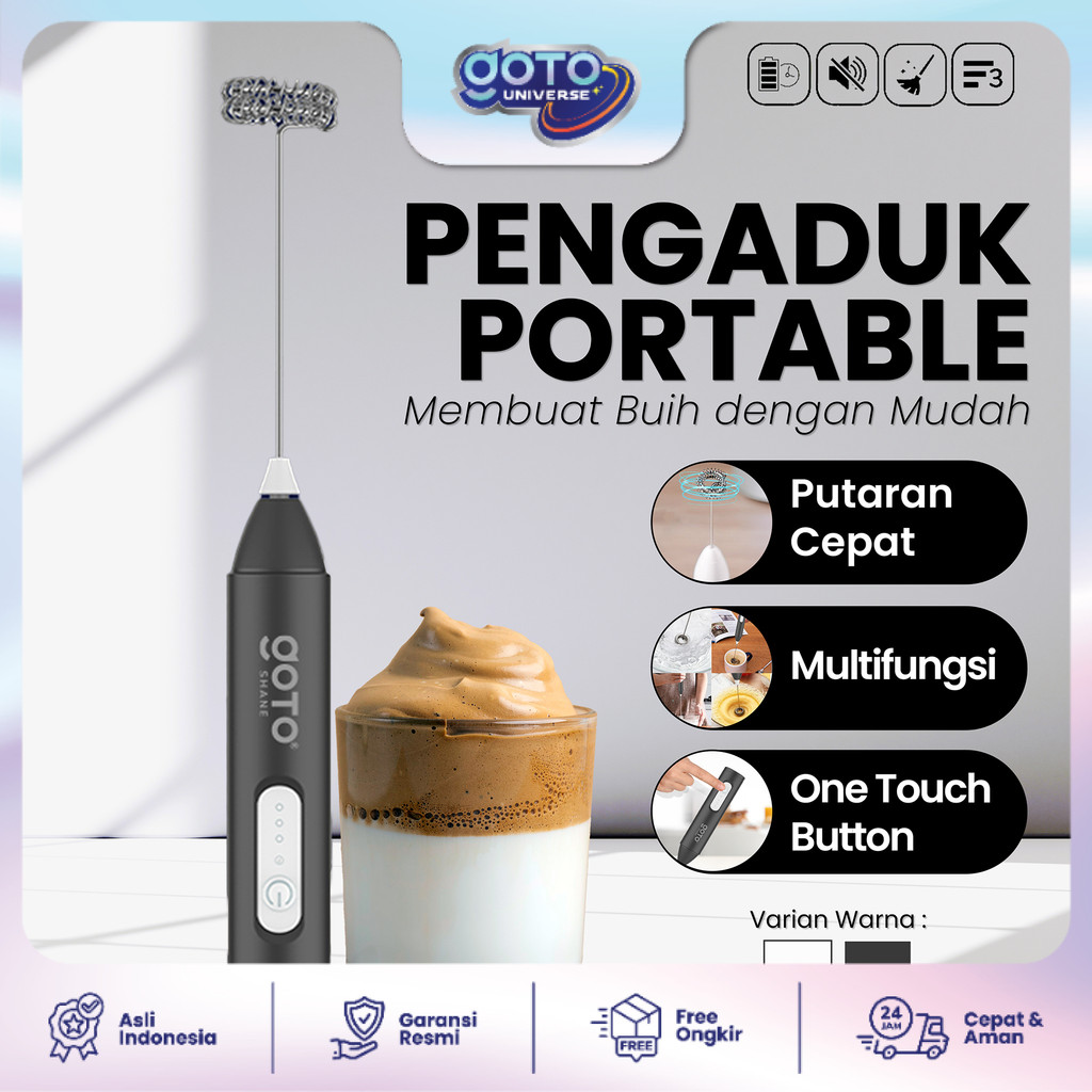 Goto Shane Milk Frother Hand Mixer Pengaduk Kopi Electric Portable