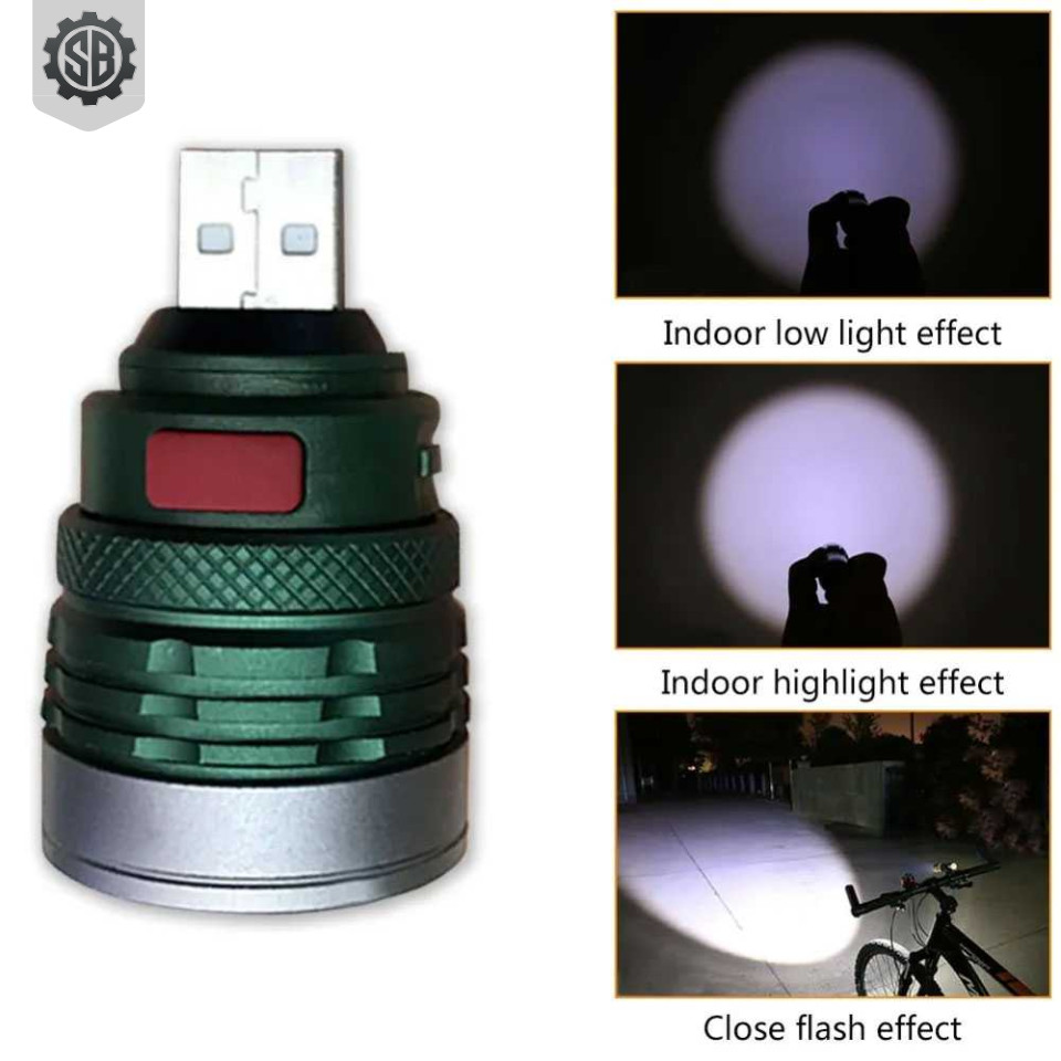 Senter LED USB Zoomable Mini Handy Flashlight 800 Lumens