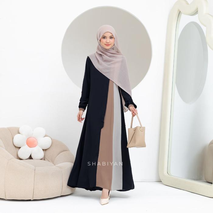 Gamis Lebaran Terbaru SHABIYAN-417 Gamis Remaja Polos Wollycrepe Simple dan Elegan - Hitam, XS (Rema