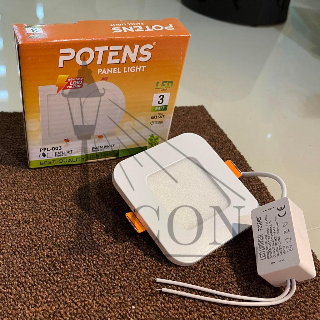 POTENS Downlight LED 3 Watt Kotak, Lampu Led , Lampu Panel