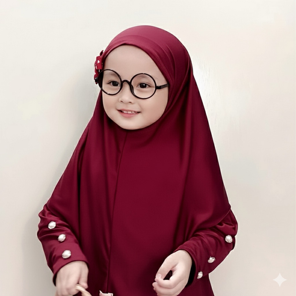 HANU.SHOP Abaya Set - Gamis Anak Perempuan Usia 1-12 Tahun