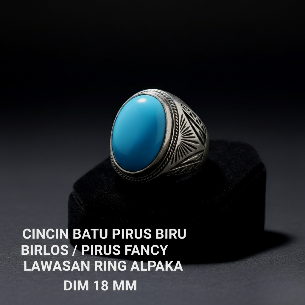 CINCIN BATU PIRUS BIRU POLOS / PIRUS FANCY LAWASAN RING ALPAKA