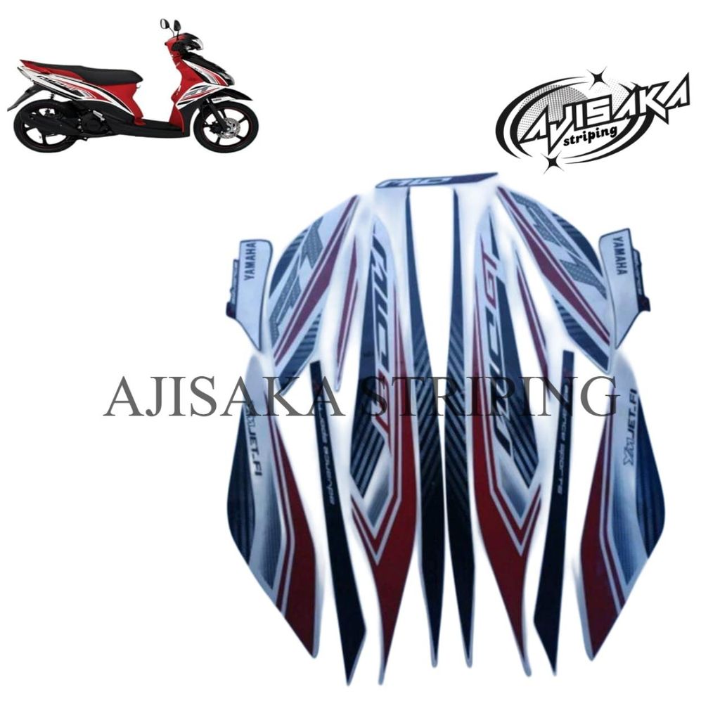 Lish leah stiker striping standart motor YAMAHA MIO GT 2013 warna putih merah